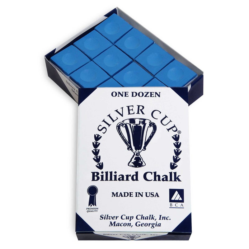 SILVER CUP Billiard CHALK - ONE DOZEN (Electric Blue) - Image 1